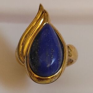 VTG Bangkok Ratnaraj Lapis Lazuli Sterling Gold Vermeil Ring 8.5 925 BBJ